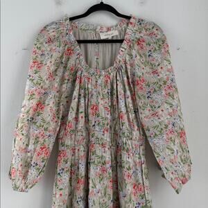 The Great floral print scoop neck balloon sleeve maxi dress sz 2